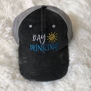 🍹☀️ Cute Day Drinking Women’s Hat Adjustable with Ponytail Access 🍹☀️ NWT